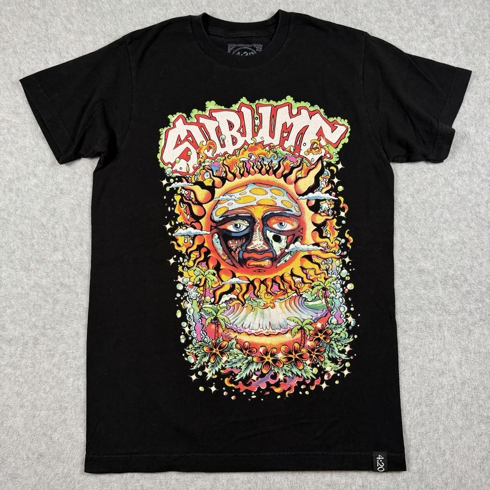 Sublime 4:20 Punk Rock T-Shirt Unisex Adult Small Black Sun Graphic Print Tee